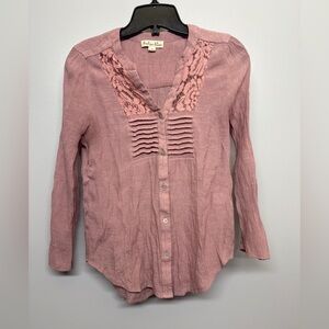 Indigo Rose Dusty Pink Rose Lace Detail Blouse SIZE S